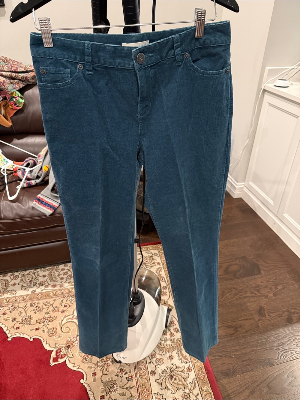 Coldwater Creek Straight-Leg Corduroy Jeans in Teal Blue
